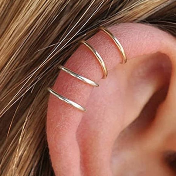 Jewelry - 1 Silver or 1 Gold Pierce Free Cuff Earrings-2 Bar Style